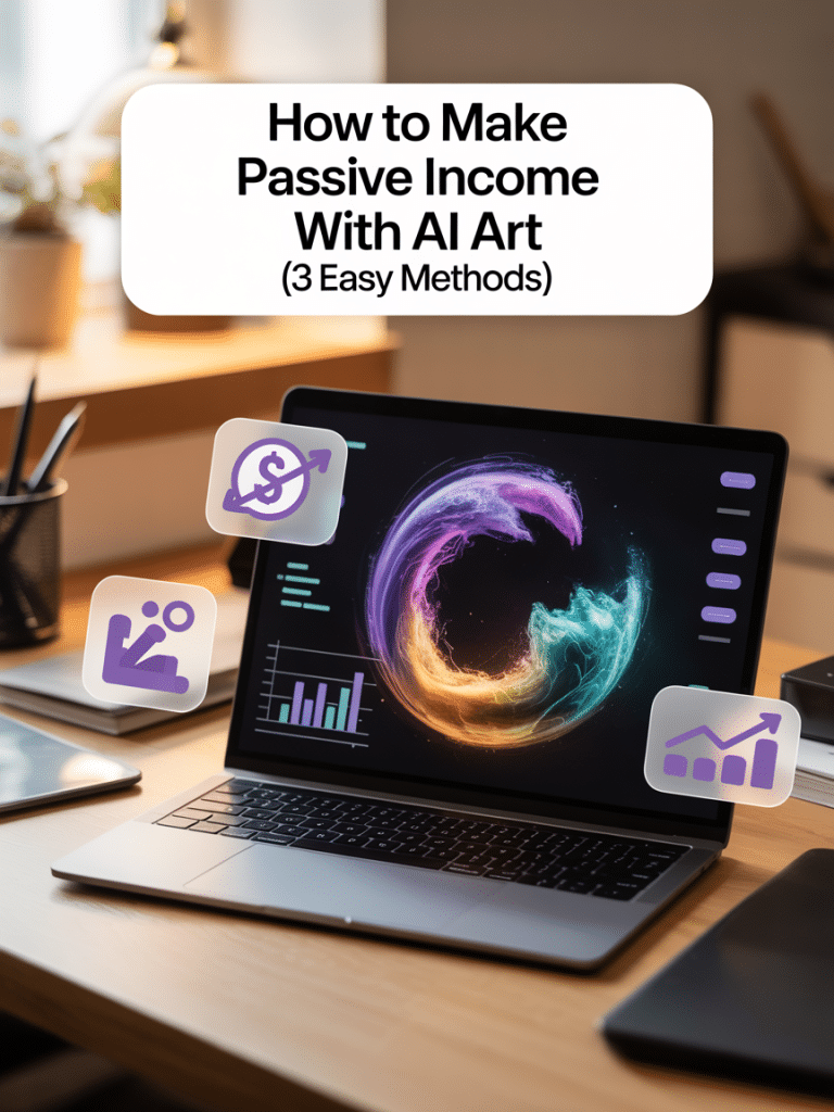 3 easy methods to generate and use AI art passive income ideas, monetize Midjourney art, and sell AI-generated images easily.